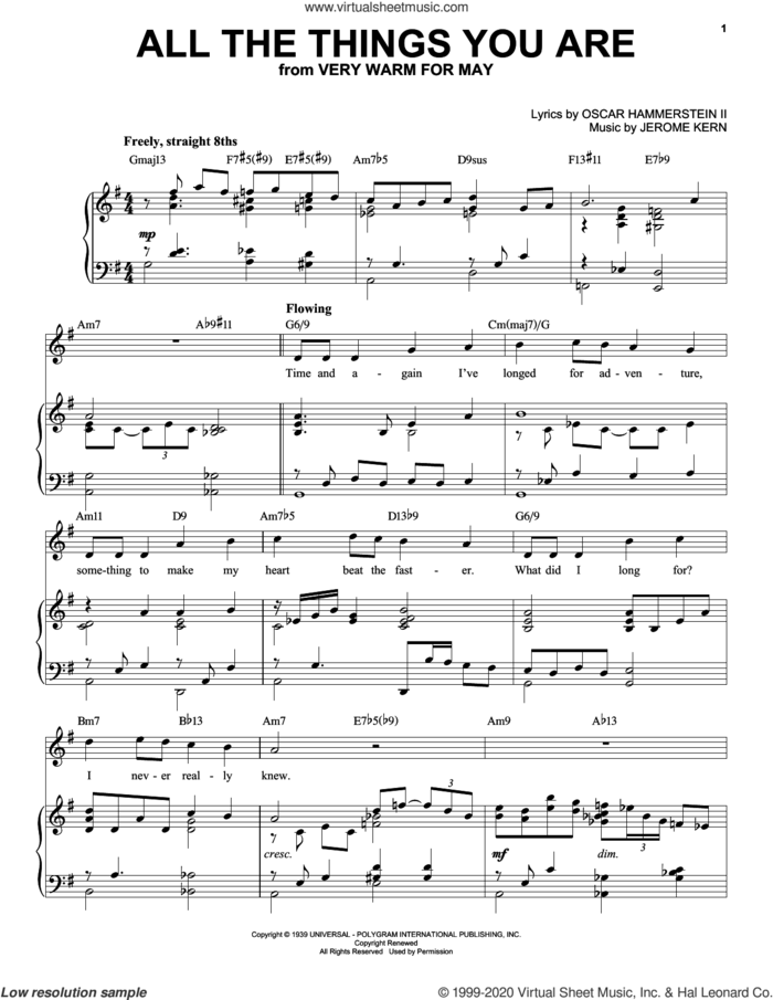 All The Things You Are [Jazz version] (arr. Brent Edstrom) sheet music for voice and piano (High Voice) by Oscar II Hammerstein, Brent Edstrom and Jerome Kern, intermediate skill level