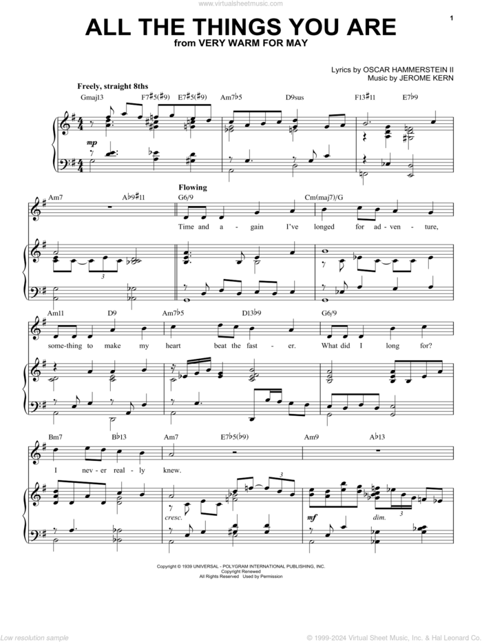 All The Things You Are [Jazz version] (arr. Brent Edstrom) sheet music for voice and piano (High Voice) by Oscar II Hammerstein, Brent Edstrom and Jerome Kern, intermediate skill level