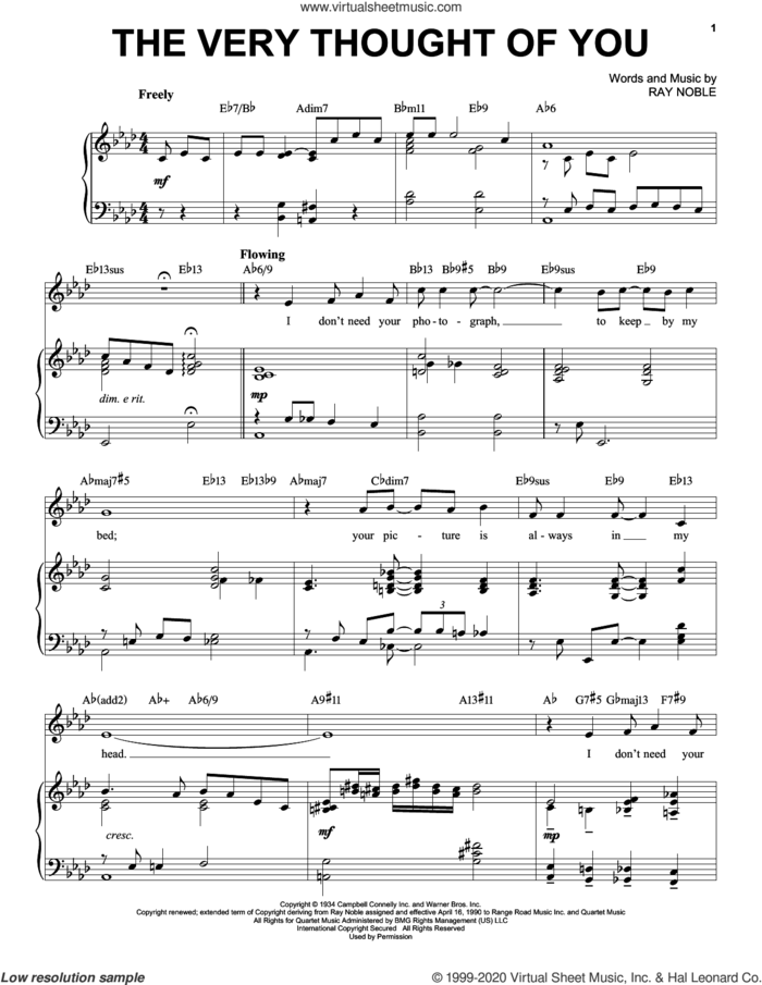 The Very Thought Of You [Jazz version] (arr. Brent Edstrom) sheet music for voice and piano (High Voice) by Ray Noble and Brent Edstrom, intermediate skill level