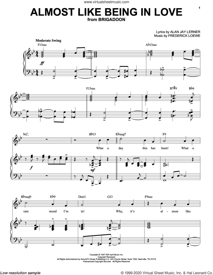 Almost Like Being In Love [Jazz version] (arr. Brent Edstrom) sheet music for voice and piano (High Voice) by Alan Jay Lerner, Brent Edstrom, Frederick Loewe and Lerner & Loewe, intermediate skill level
