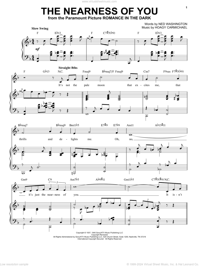 The Nearness Of You [Jazz version] (arr. Brent Edstrom) sheet music for voice and piano (High Voice) by Hoagy Carmichael, Brent Edstrom, Ned Washington and Ned Washington and Hoagy Carmichael, intermediate skill level