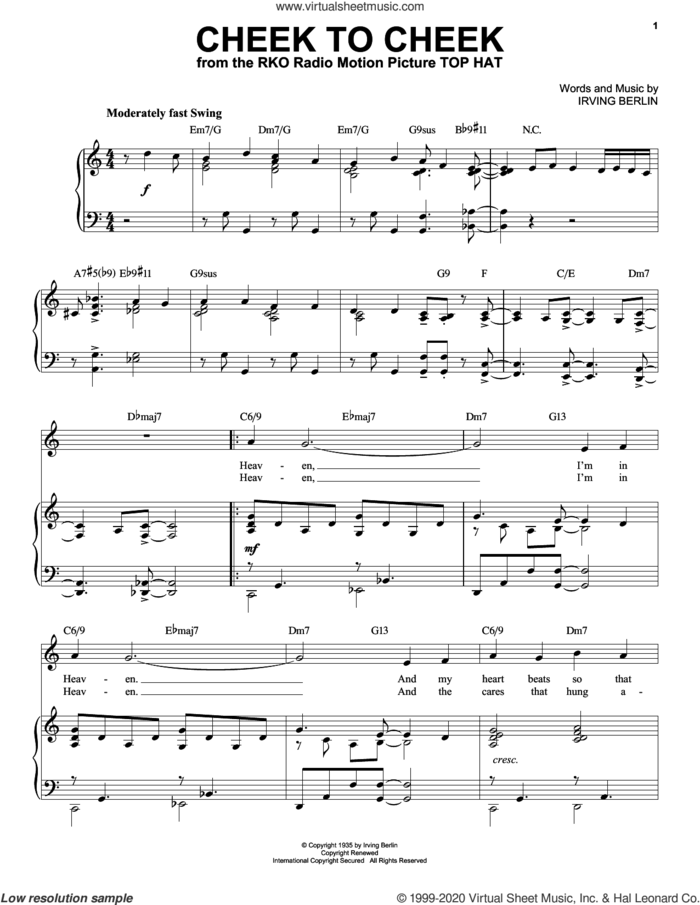 Cheek To Cheek [Jazz version] (arr. Brent Edstrom) sheet music for voice and piano (High Voice) by Irving Berlin and Brent Edstrom, intermediate skill level