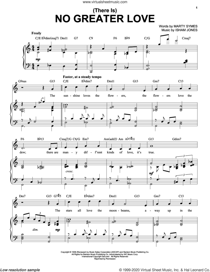 (There Is) No Greater Love [Jazz version] (arr. Brent Edstrom) sheet music for voice and piano (High Voice) by Isham Jones, Brent Edstrom, Marty Symes and Marty Symes and Isham Jones, intermediate skill level