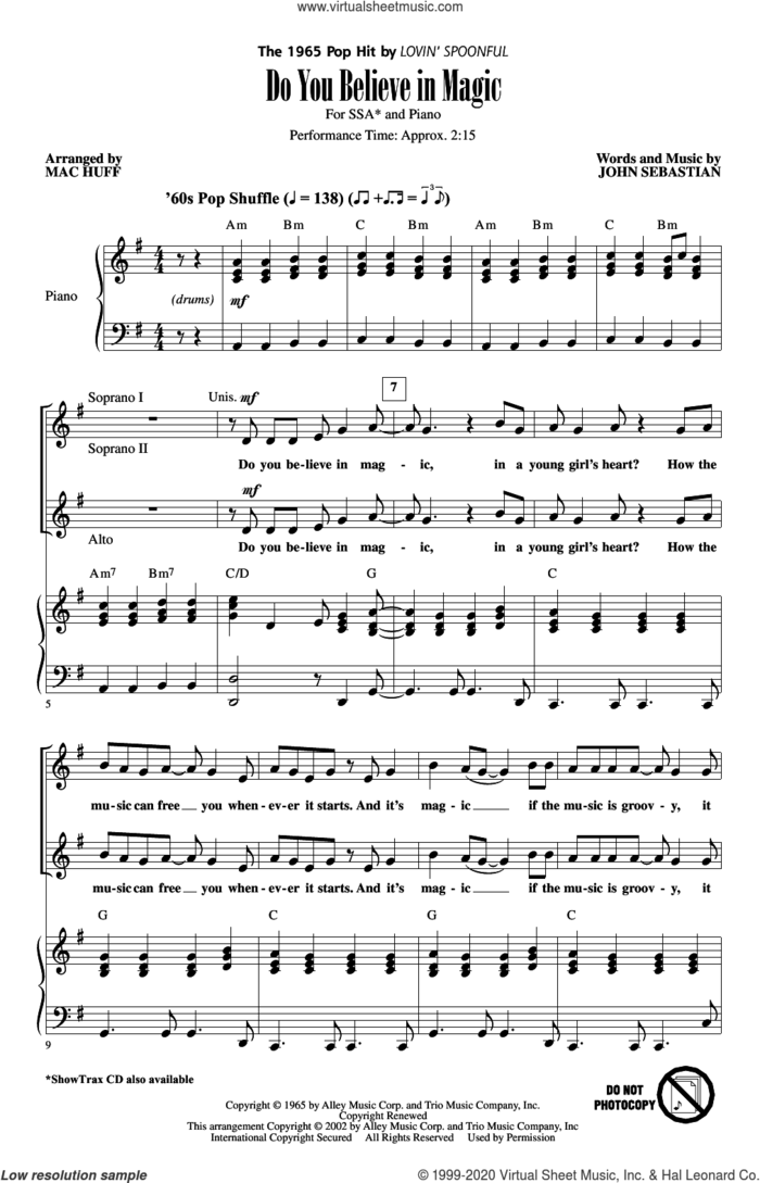 Do You Believe In Magic (arr. Mac Huff) sheet music for choir (SSA: soprano, alto) by Lovin' Spoonful, Mac Huff and John Sebastian, intermediate skill level