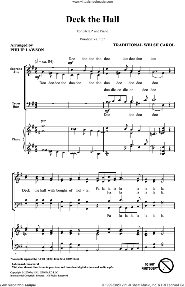 Deck The Hall (arr. Philip Lawson) sheet music for choir (SATB: soprano, alto, tenor, bass)  and Philip Lawson, intermediate skill level