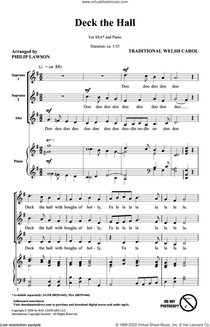 Deck The Hall (arr. Philip Lawson) sheet music for choir (SSA: soprano, alto)  and Philip Lawson, intermediate skill level