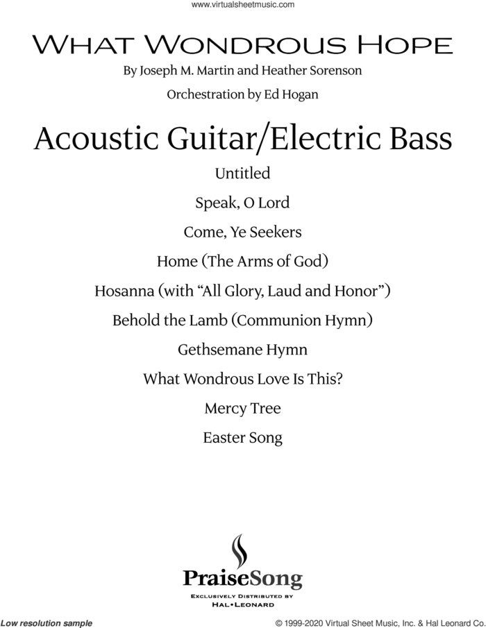 What Wondrous Hope (Praise Band) sheet music for orchestra/band (acoustic guitar/electric bass) by Joseph M. Martin and Heather Sorenson, Heather Sorenson and Joseph M. Martin, intermediate skill level