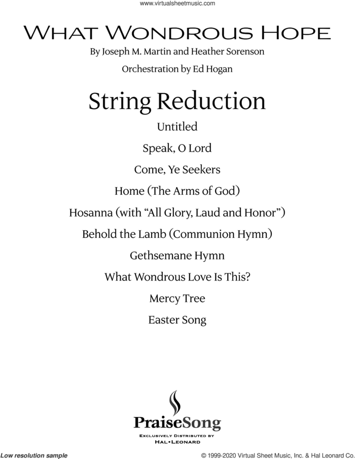 What Wondrous Hope (Praise Band) sheet music for orchestra/band (keyboard string reduction) by Joseph M. Martin and Heather Sorenson, Heather Sorenson and Joseph M. Martin, intermediate skill level