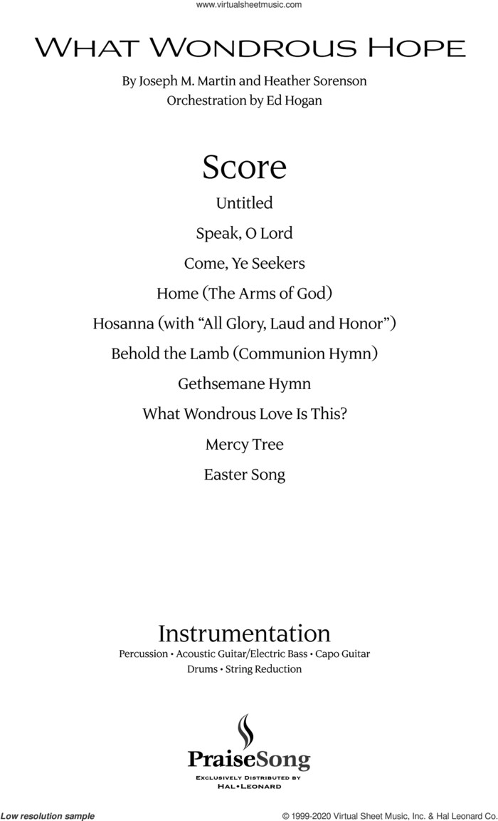 What Wondrous Hope (A Service of Promise, Grace and Life) (Praise Band) (COMPLETE) sheet music for orchestra/band (Praise Band) by Joseph M. Martin, Heather Sorenson and Joseph M. Martin and Heather Sorenson, intermediate skill level