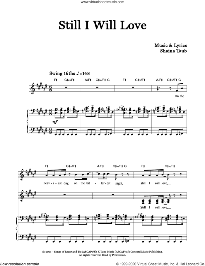 Still I Will Love sheet music for voice and piano by Shaina Taub, intermediate skill level