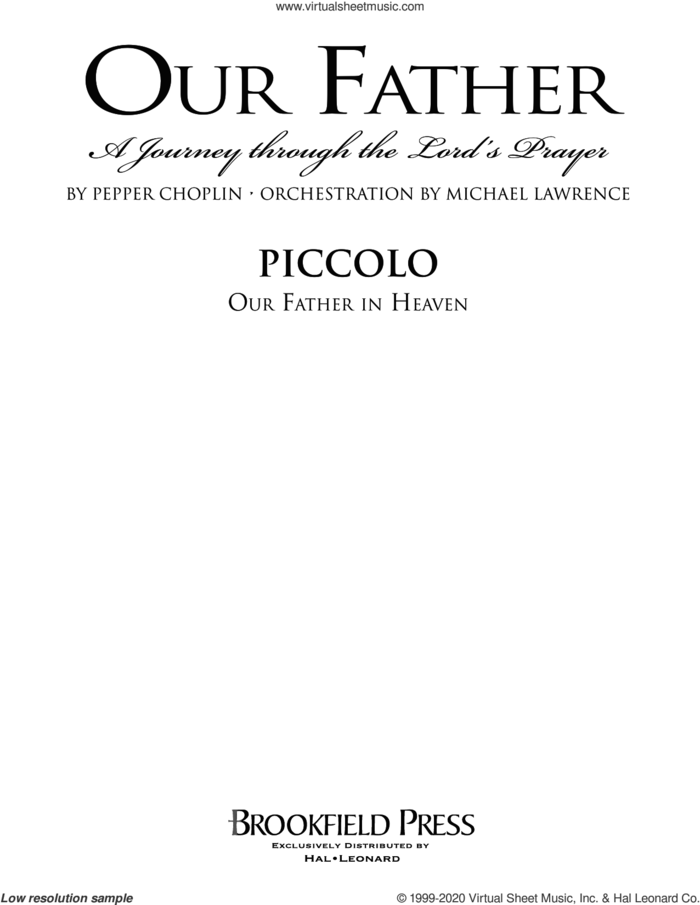 Our Father, a journey through the lord's prayer sheet music for orchestra/band (piccolo) by Pepper Choplin, intermediate skill level