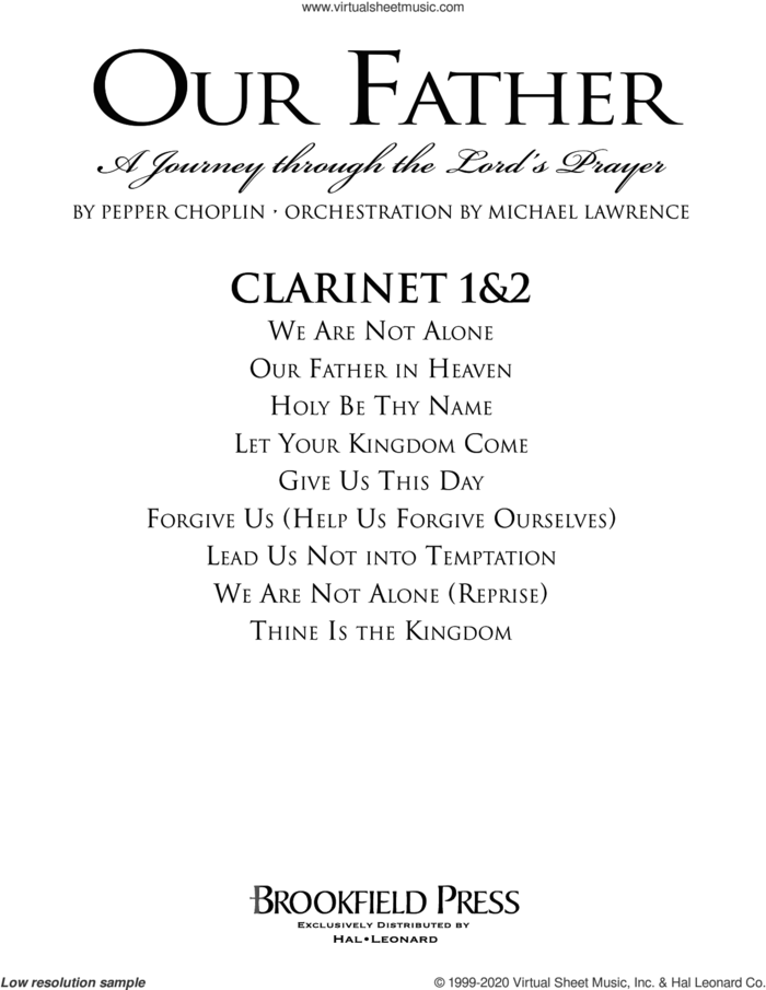 Our Father, a journey through the lord's prayer sheet music for orchestra/band (Bb clarinet 1,2) by Pepper Choplin, intermediate skill level