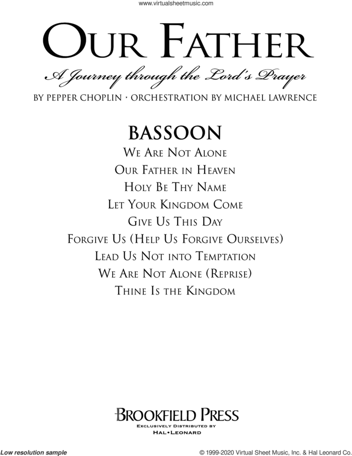 Our Father, a journey through the lord's prayer sheet music for orchestra/band (bassoon) by Pepper Choplin, intermediate skill level