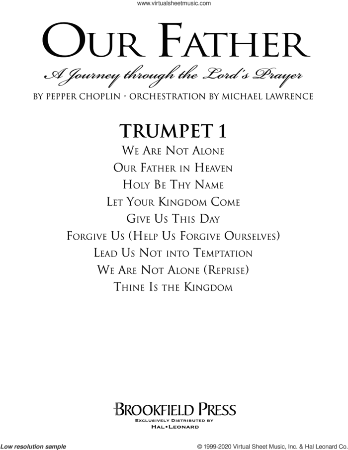 Our Father, a journey through the lord's prayer sheet music for orchestra/band (Bb trumpet 1) by Pepper Choplin, intermediate skill level
