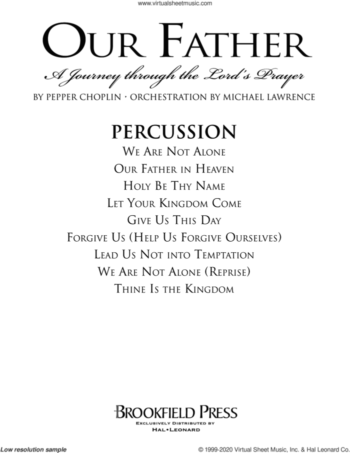Our Father, a journey through the lord's prayer sheet music for orchestra/band (percussion) by Pepper Choplin, intermediate skill level