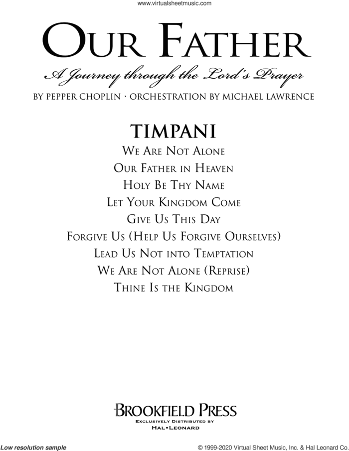 Our Father, a journey through the lord's prayer sheet music for orchestra/band (timpani) by Pepper Choplin, intermediate skill level