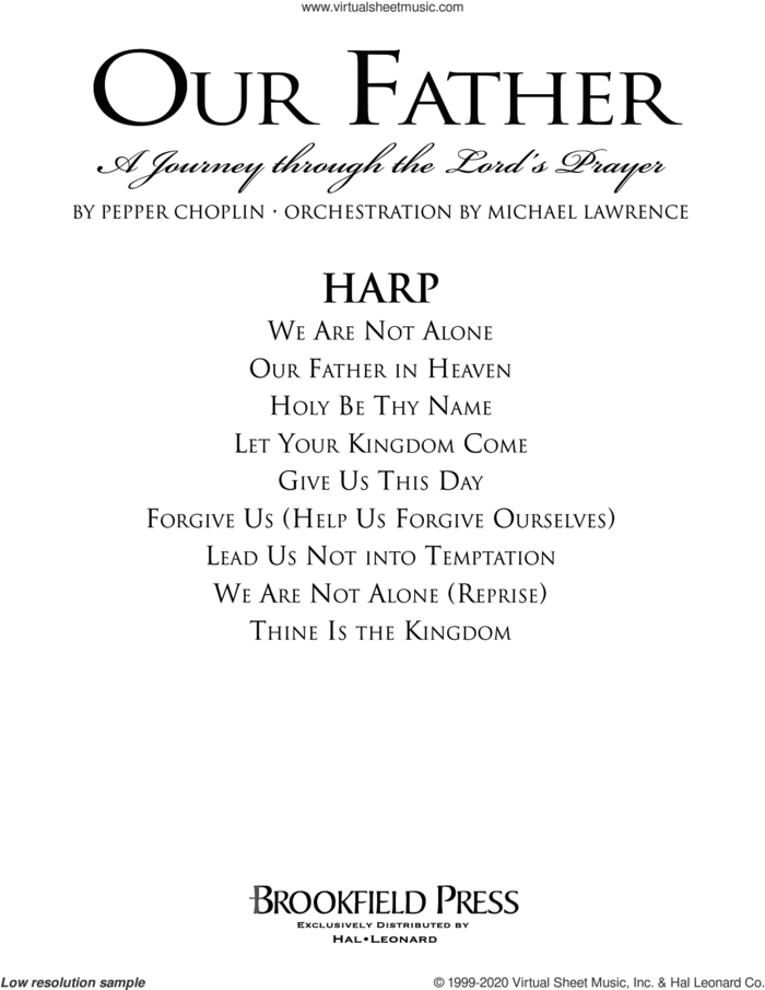 Our Father, a journey through the lord's prayer sheet music for orchestra/band (harp) by Pepper Choplin, intermediate skill level