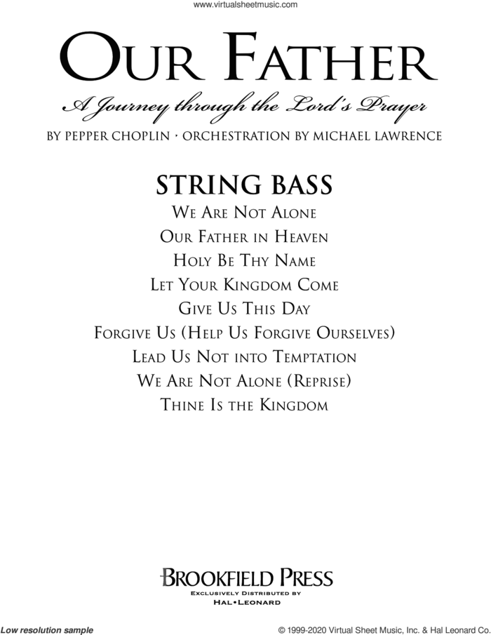 Our Father, a journey through the lord's prayer sheet music for orchestra/band (string bass) by Pepper Choplin, intermediate skill level