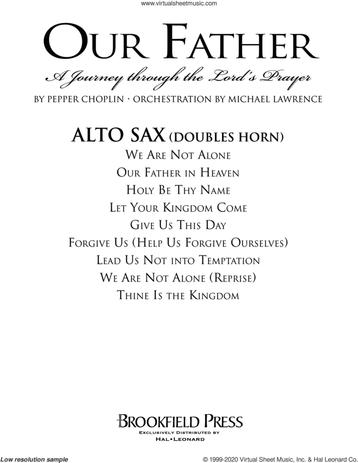 Our Father, a journey through the lord's prayer sheet music for orchestra/band (alto sax, sub. horn) by Pepper Choplin, intermediate skill level