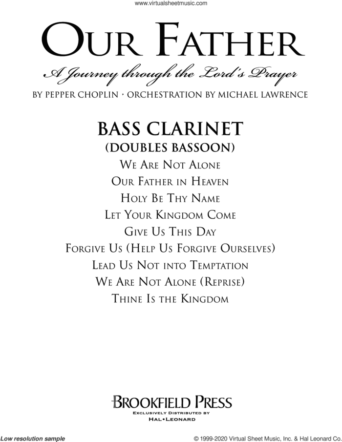 Our Father, a journey through the lord's prayer sheet music for orchestra/band (bass clarinet, sub. bassoon) by Pepper Choplin, intermediate skill level
