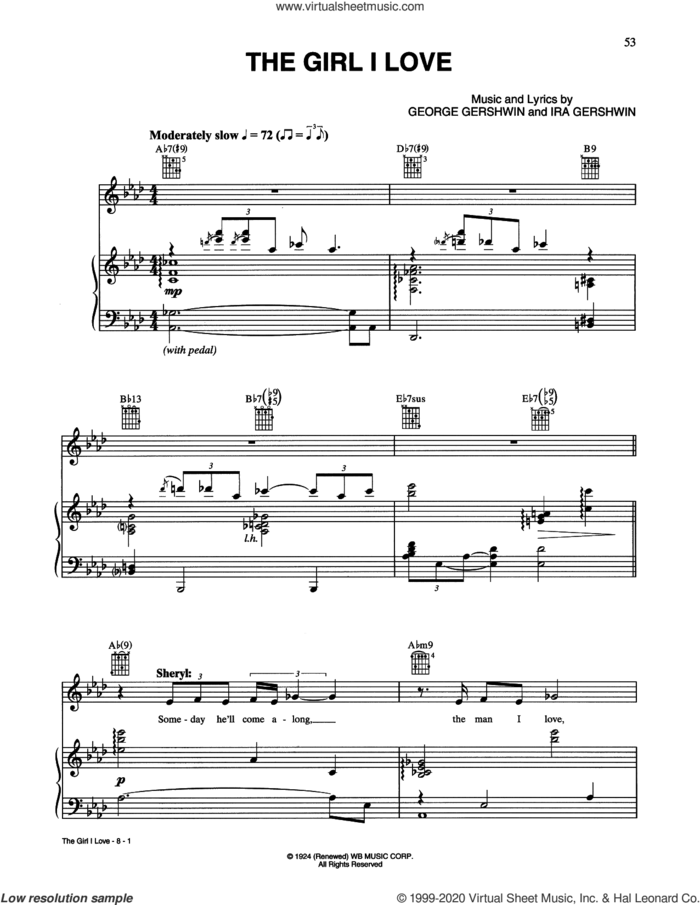 The Girl I Love sheet music for voice, piano or guitar by Tony Bennett & Sheryl Crow, George Gershwin and Ira Gershwin, intermediate skill level