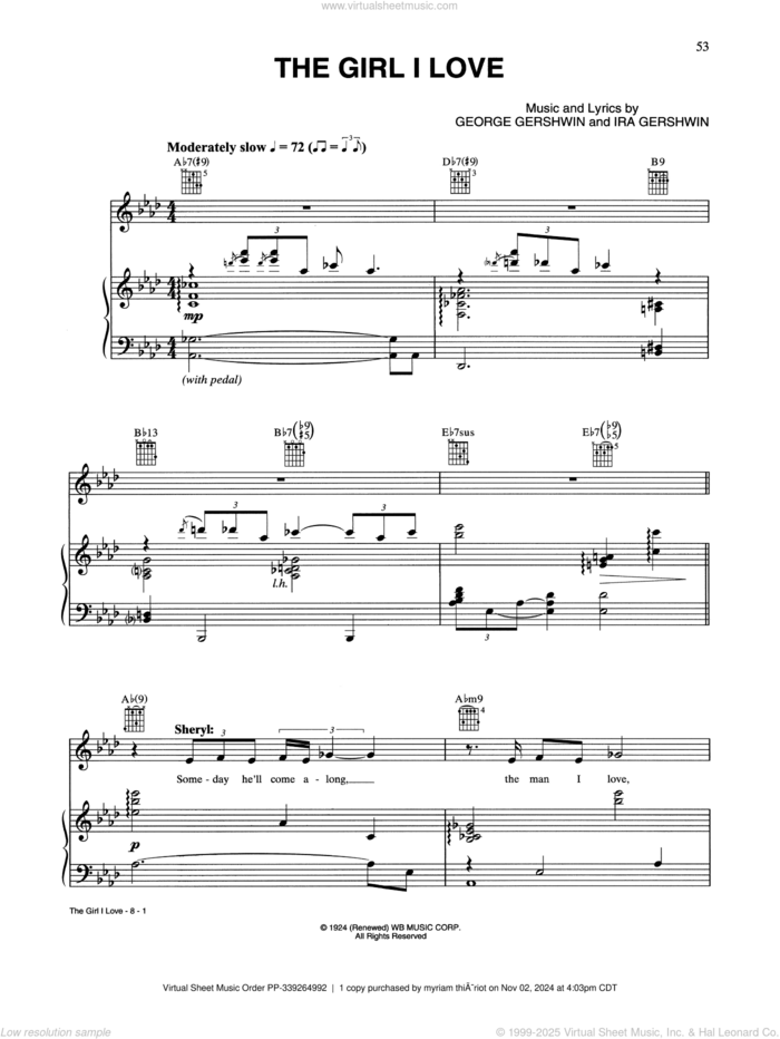 The Girl I Love sheet music for voice, piano or guitar by Tony Bennett & Sheryl Crow, George Gershwin and Ira Gershwin, intermediate skill level