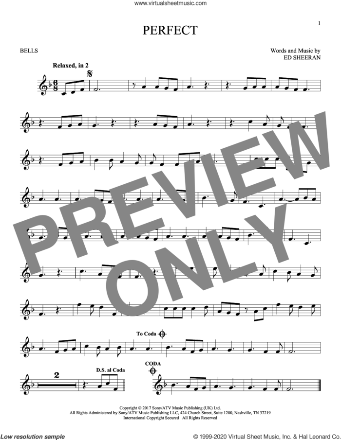 Perfect sheet music for Hand Bells Solo (bell solo) by Ed Sheeran, intermediate Hand Bells Solo (bell)