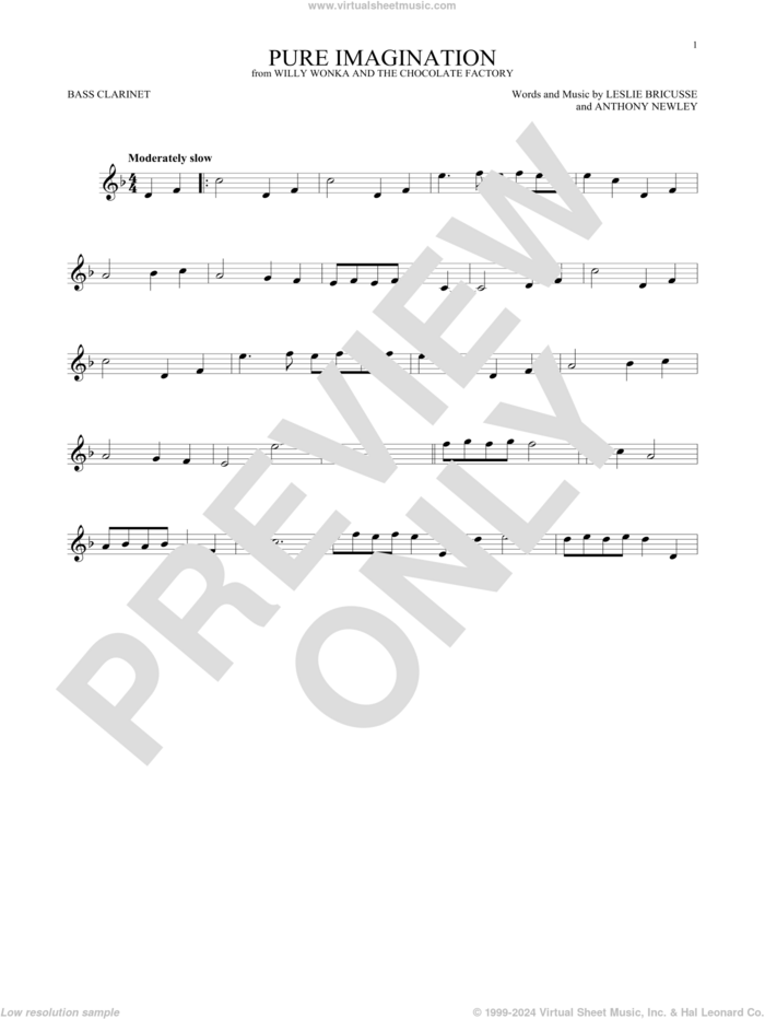 Pure Imagination (from Willy Wonka and The Chocolate Factory) sheet music for Bass Clarinet Solo (clarinetto basso) by Leslie Bricusse and Anthony Newley, intermediate skill level