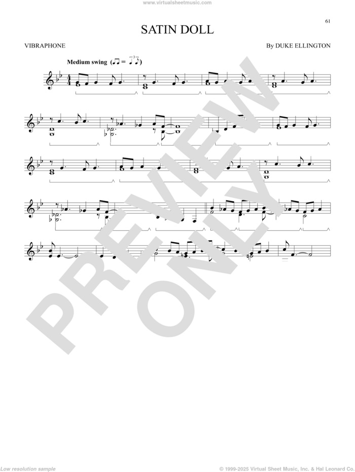 Satin Doll sheet music for Vibraphone Solo by Duke Ellington, Billy Strayhorn and Johnny Mercer, intermediate skill level