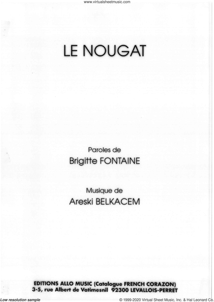 Le Nougat sheet music for voice and piano by Brigitte Fontaine & Areski Belkacem, Areski Belkacem and Brigitte Fontaine, classical score, intermediate skill level