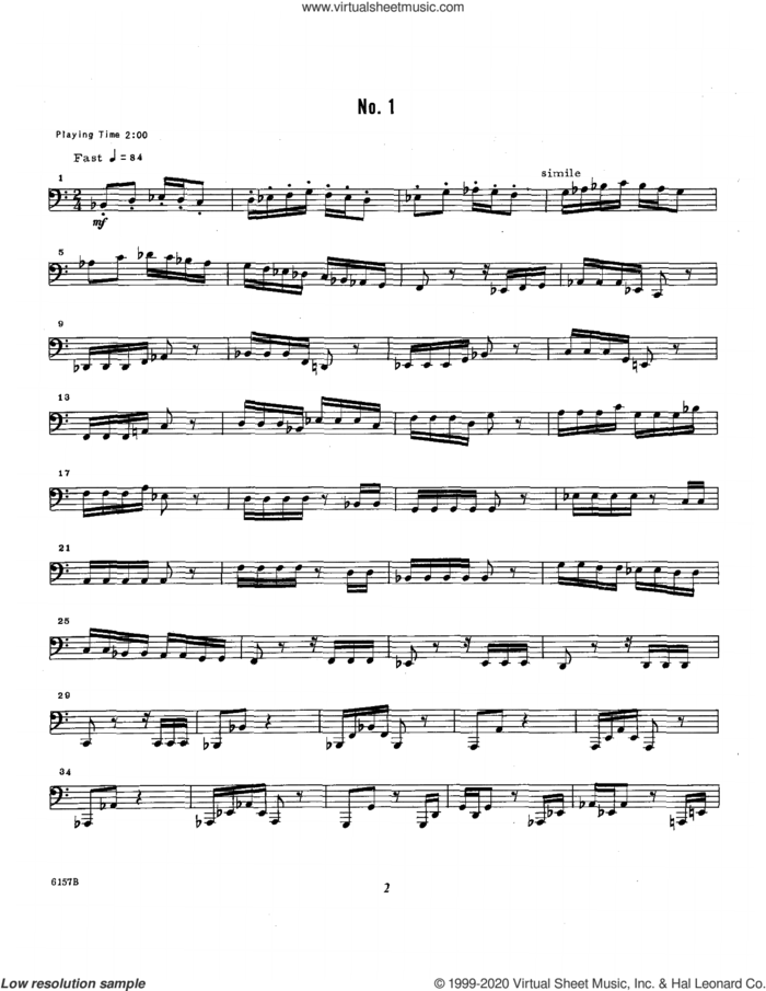 Unaccompanied Solos For Bass Trombone, Volume 2 sheet music for bass trombone solo by Tommy Pederson, classical score, intermediate skill level