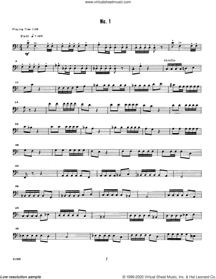 Unaccompanied Solos For Bass Trombone, Volume 3 sheet music for bass trombone solo by Tommy Pederson, classical score, intermediate skill level