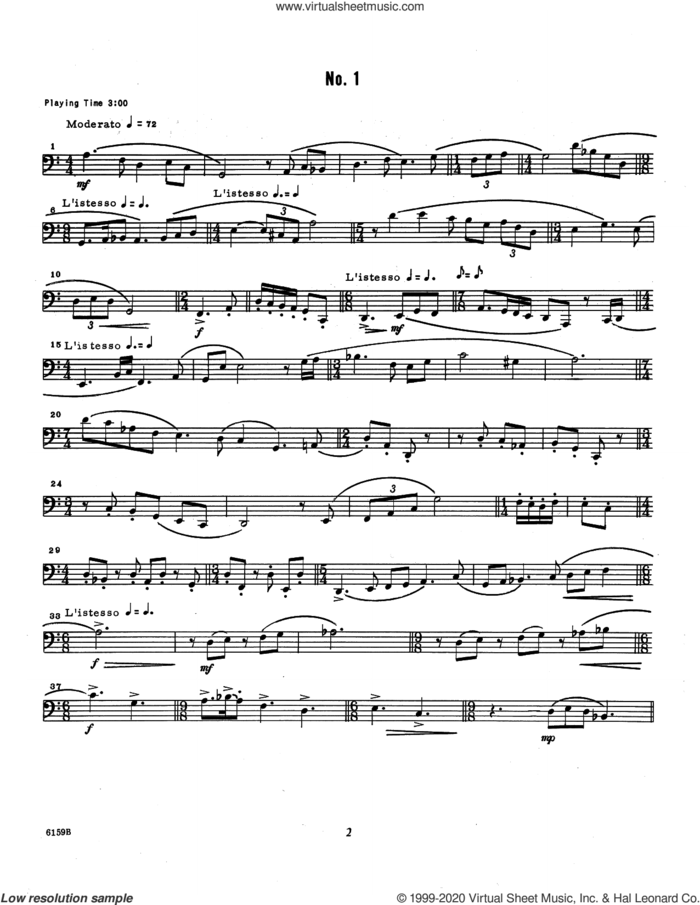 Unaccompanied Solos For Bass Trombone, Volume 4 sheet music for bass trombone solo by Tommy Pederson, classical score, intermediate skill level