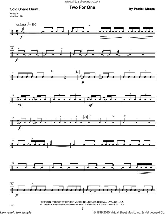 Intermediate Solos For Snare Drum sheet music for percussions by Patrick Moore, classical score, intermediate skill level