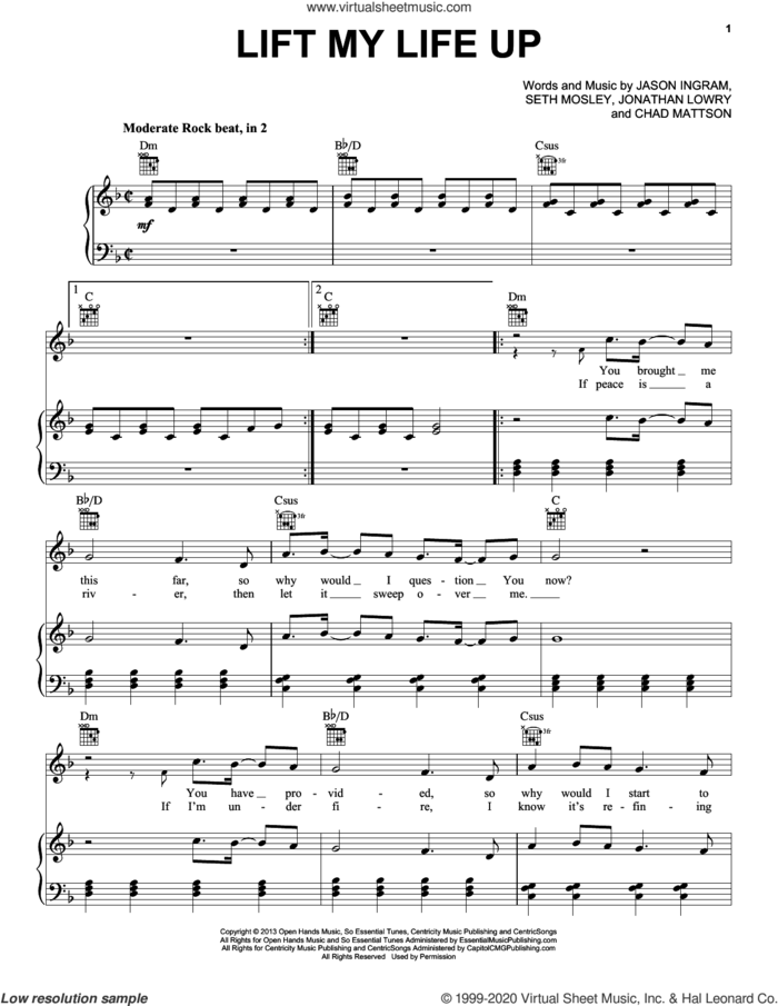 Lift My Life Up sheet music for voice, piano or guitar by Unspoken, Chad Mattson, Jason Ingram, Jon Lowry and Seth Mosley, intermediate skill level
