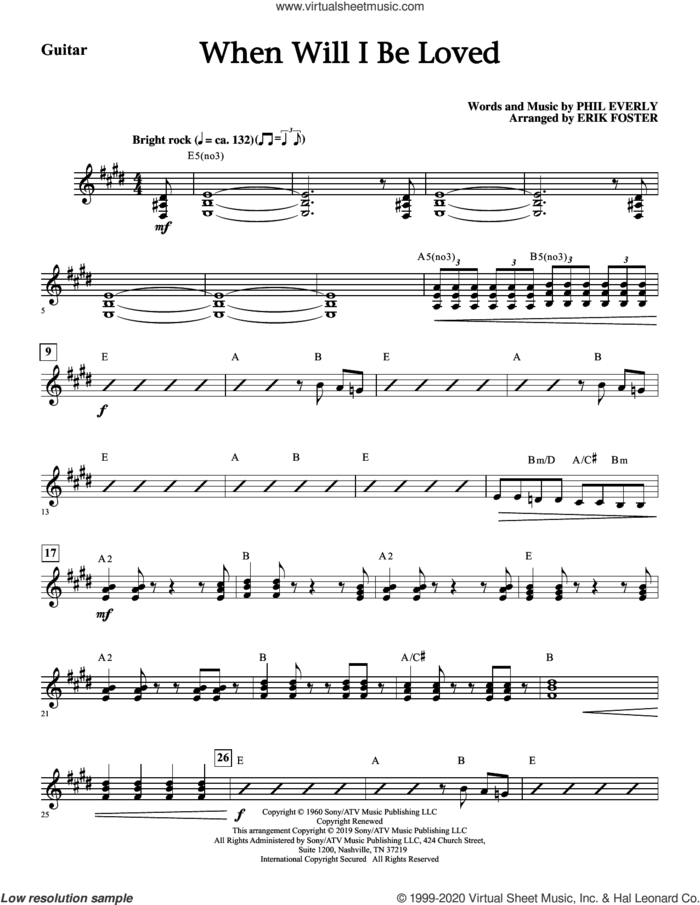 When Will I Be Loved (arr. Erik Foster) (complete set of parts) sheet music for orchestra/band by Linda Ronstadt, Erik Foster and Phil Everly, intermediate skill level