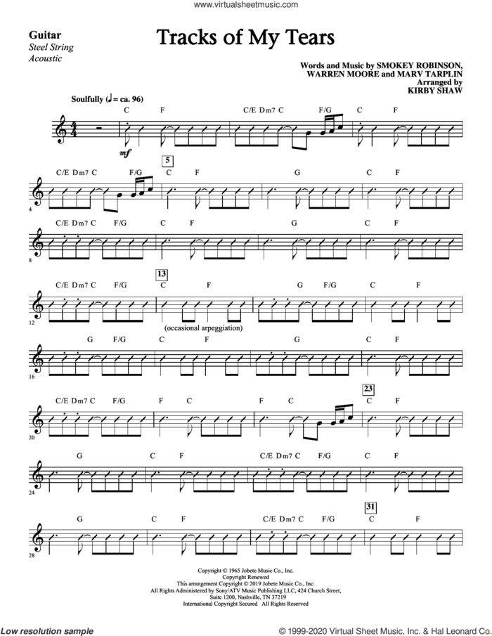 Tracks of My Tears (arr. Kirby Shaw) (complete set of parts) sheet music for orchestra/band by Linda Ronstadt, Kirby Shaw, Marvin Tarplin, The Miracles and Warren Moore, intermediate skill level