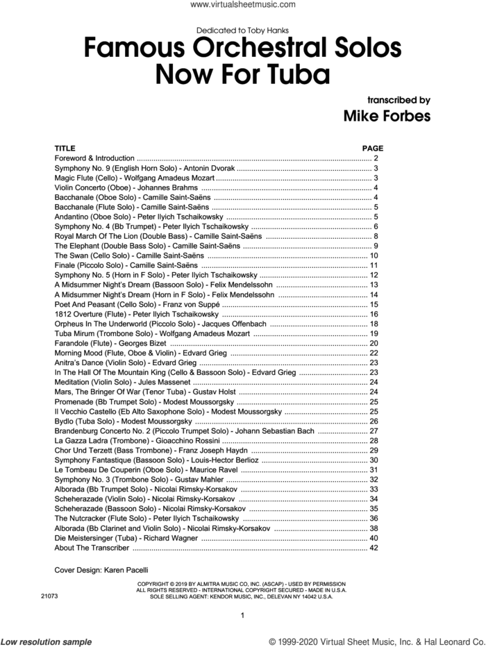 Famous Orchestral Solos Now For Tuba sheet music for tuba solo by Michael Forbes, classical score, intermediate skill level
