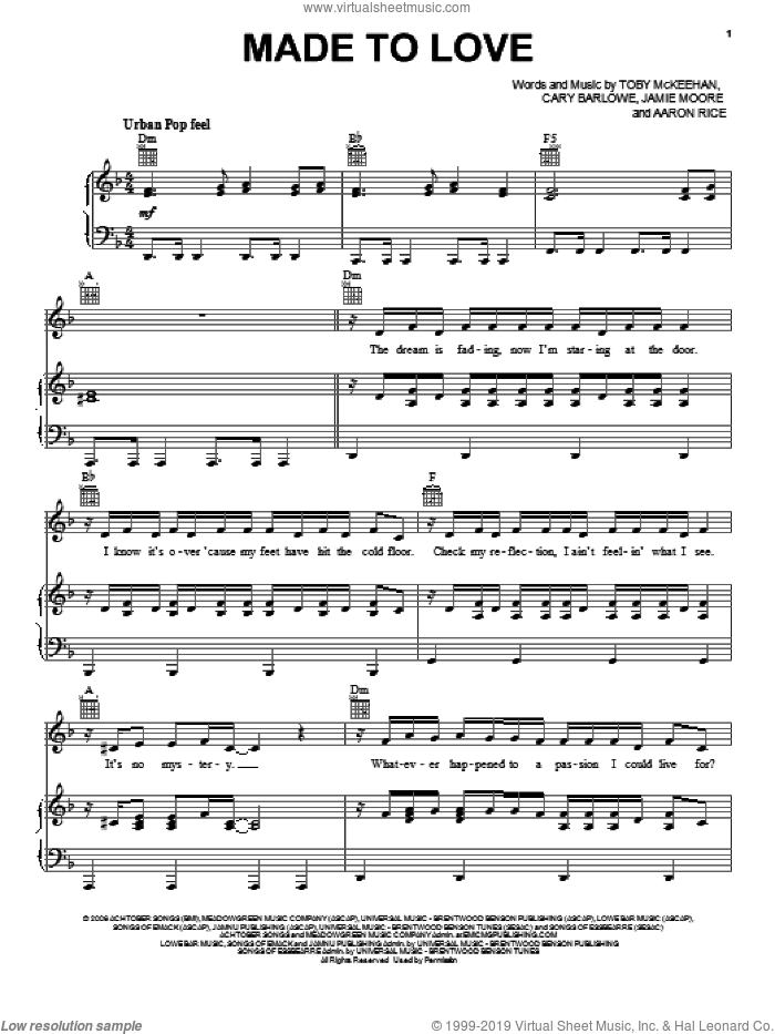 Made To Love sheet music for voice, piano or guitar by tobyMac, Aaron Rice, Cary Barlowe, Jamie Moore and Toby McKeehan, intermediate skill level