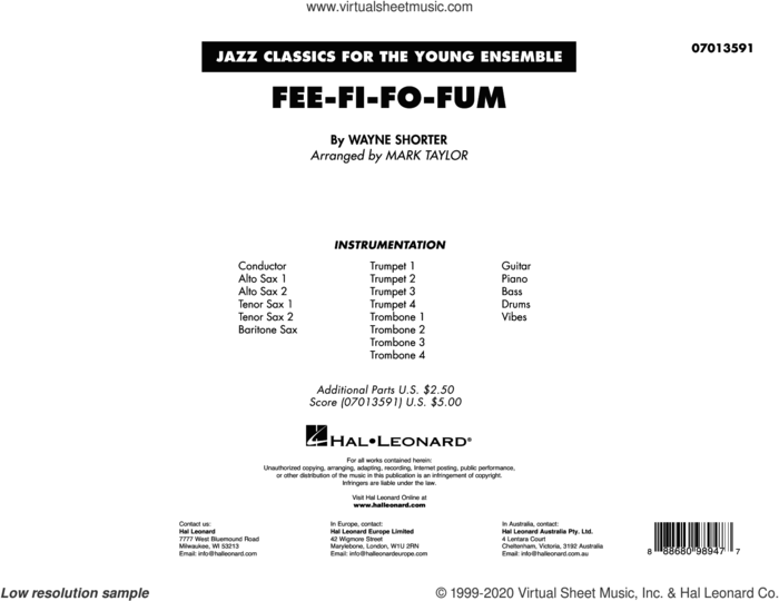 Fee-Fi-Fo-Fum (arr. Mark Taylor) (COMPLETE) sheet music for jazz band by Mark Taylor and Wayne Shorter, intermediate skill level