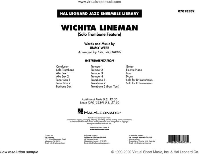 Wichita Lineman (arr. Eric Richards) (COMPLETE) sheet music for jazz band by Jimmy Webb and Eric Richards, intermediate skill level