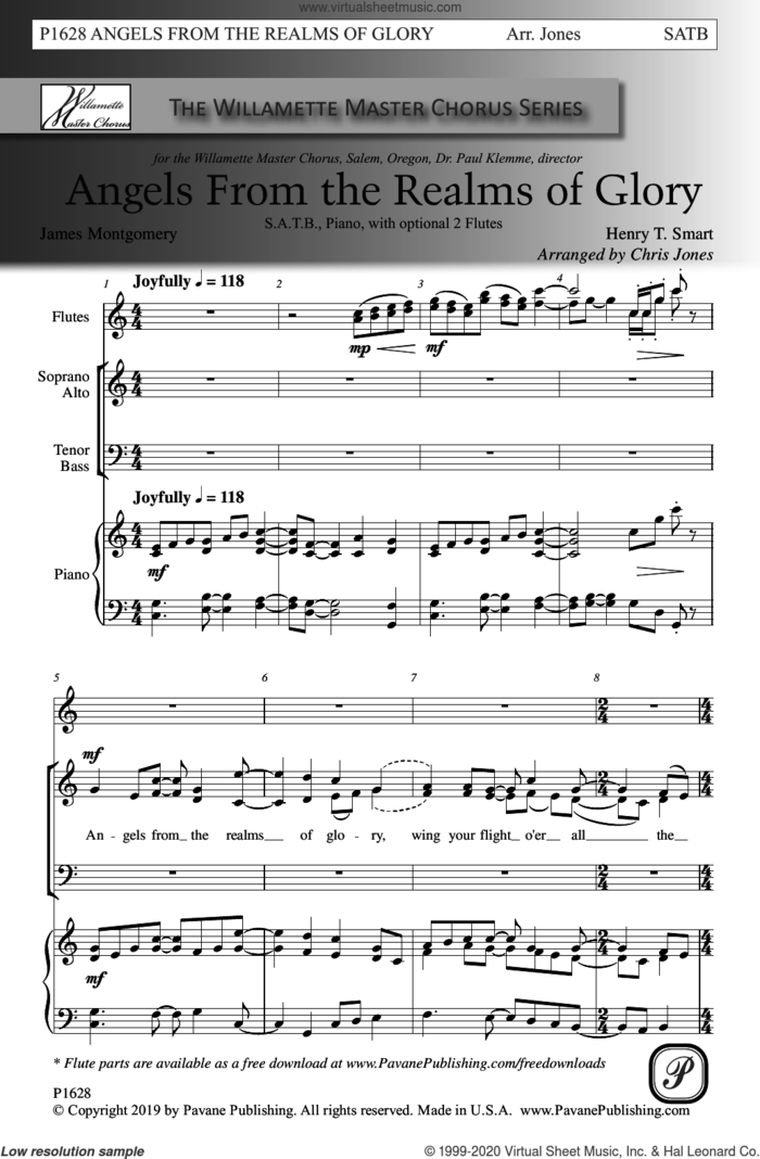 Angels From the Realms of Glory (arr. Chris Jones) sheet music for choir (SATB: soprano, alto, tenor, bass) by Henry T. Smart, Chris Jones, James Montgomery and James Montgomery and Henry T. Smart, intermediate skill level