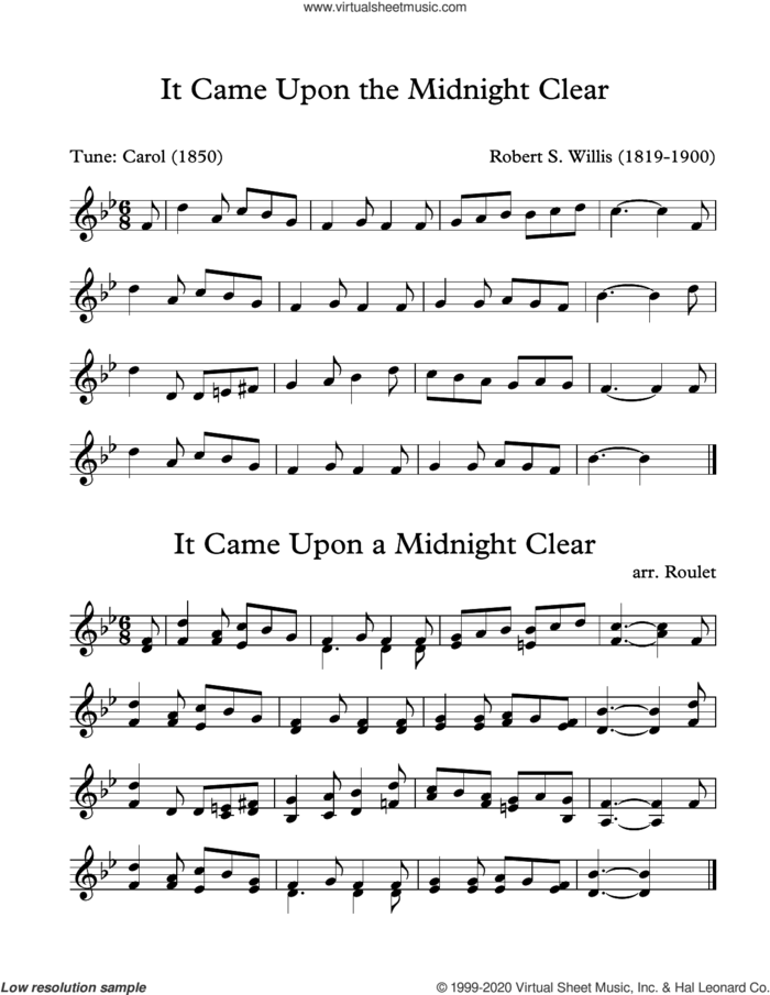 It Came Upon A Midnight Clear (arr. Patrick Roulet) sheet music for Marimba Solo by Robert S. Willis and Patrick Roulet, intermediate skill level