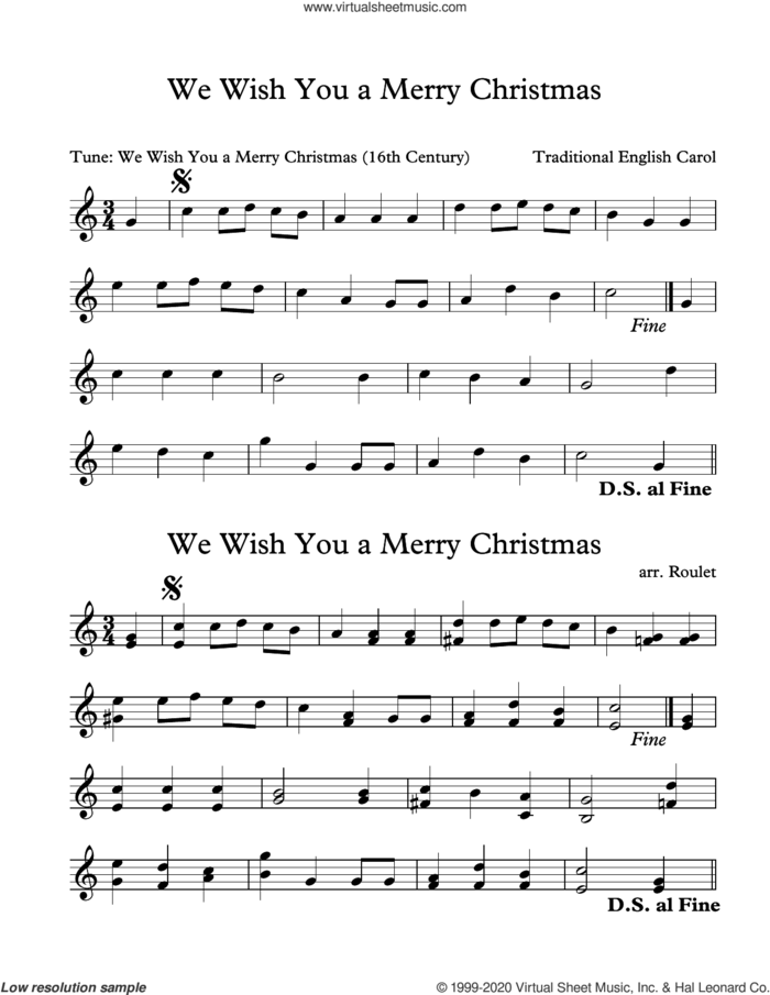 We Wish You A Merry Christmas (arr. Patrick Roulet) sheet music for Marimba Solo  and Patrick Roulet, intermediate skill level