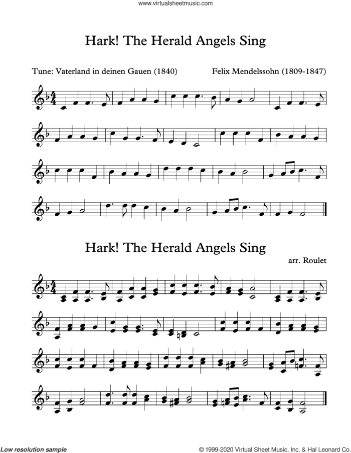 Hark The Harold Angels Sing (arr. Patrick Roulet) sheet music for Marimba Solo by Felix Mendelssohn-Bartholdy and Patrick Roulet, intermediate skill level