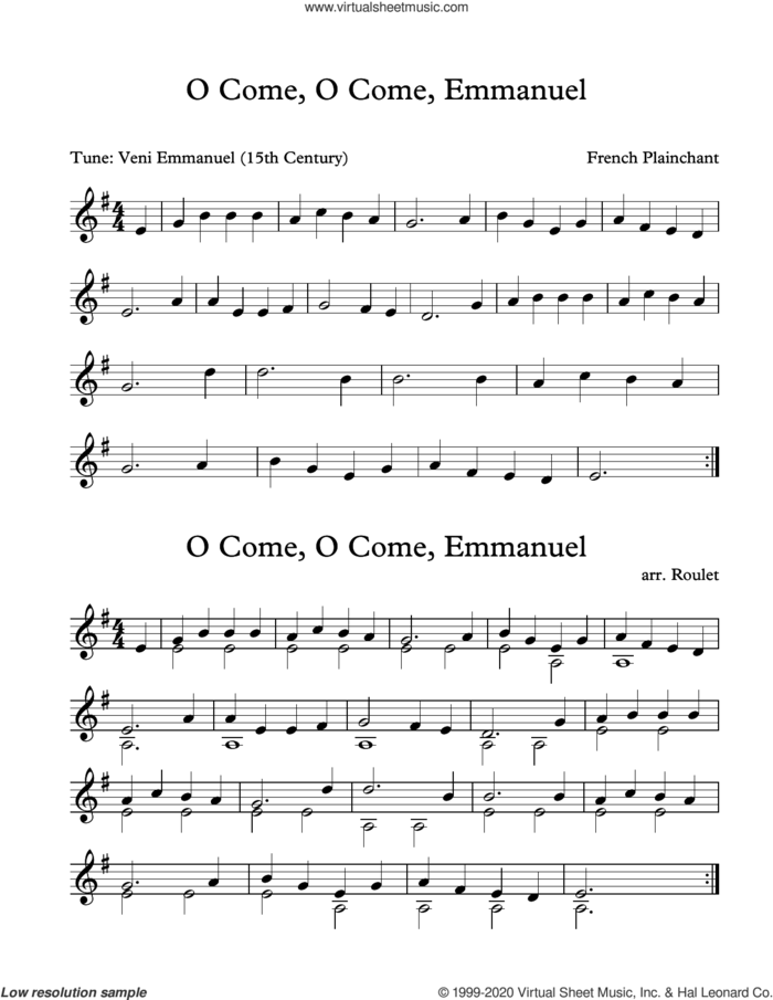 O Come, O Come, Emmanuel (arr. Patrick Roulet) sheet music for Marimba Solo by French Plainchant and Patrick Roulet, intermediate skill level