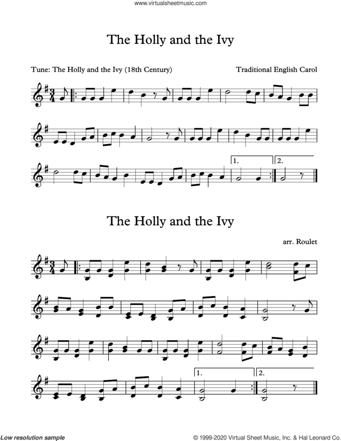 The Holly And The Ivy (arr. Patrick Roulet) sheet music for Marimba Solo  and Patrick Roulet, intermediate skill level