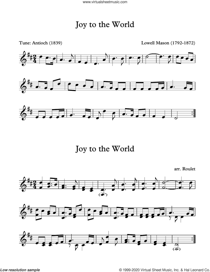 Joy To The World (arr. Patrick Roulet) sheet music for Marimba Solo by Lowell Mason and Patrick Roulet, intermediate skill level
