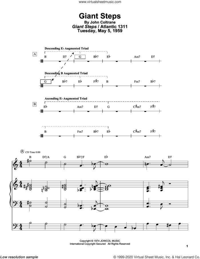 Giant Steps sheet music for tenor saxophone solo (transcription) by John Coltrane and Masaya Yamaguchi, intermediate tenor saxophone (transcription)