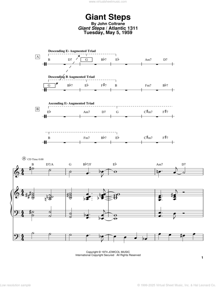 Giant Steps sheet music for tenor saxophone solo (transcription) by John Coltrane and Masaya Yamaguchi, intermediate tenor saxophone (transcription)